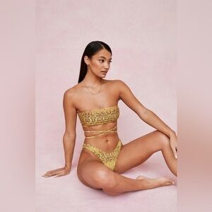 NWT Nasty Gal Snake Bandeau Strappy Bikini Yellow